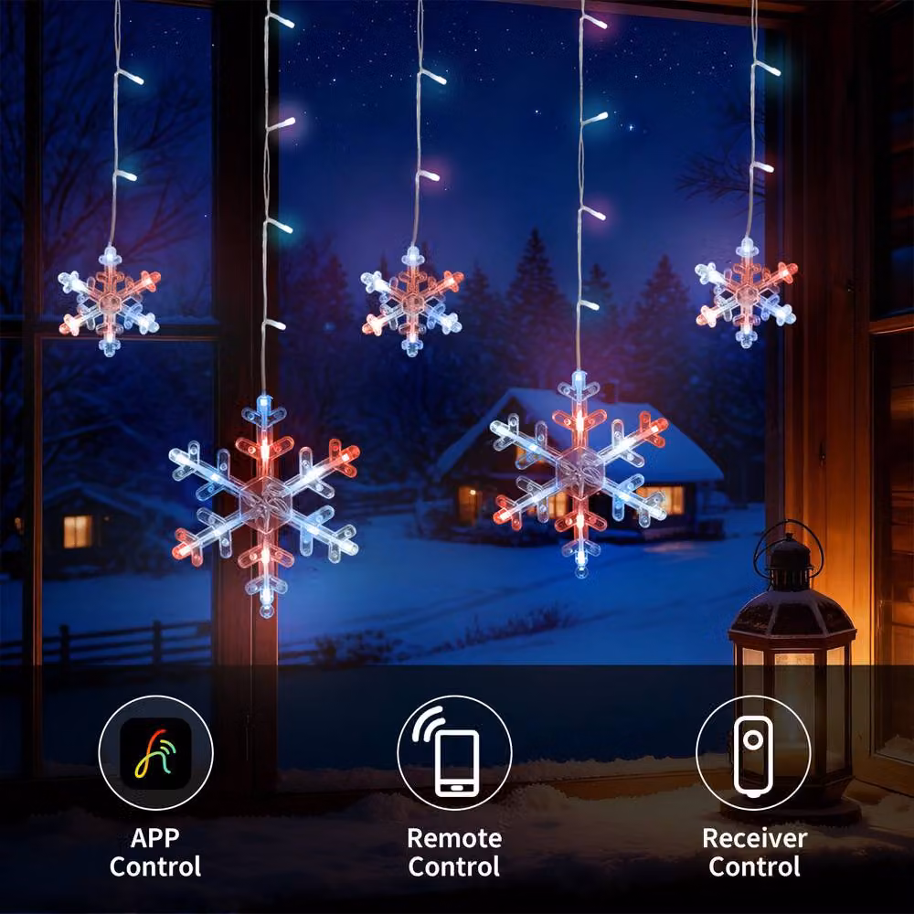 Bright Zeal RGB Smart Snowflake Icicle Lights with 156 LEDs, App and Music Sync, White – 4