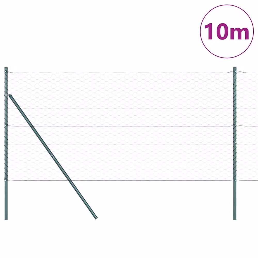 Berkfield Home Green Powder-Coated Steel Hexagon Fence, H: 120 cm x W: 10 m – 3