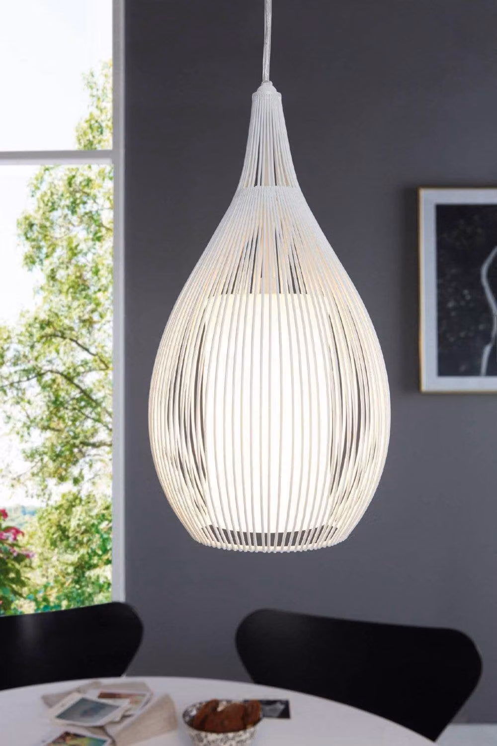 Eglo Razoni White Metal and Glass Suspended Ceiling Fitting – 2
