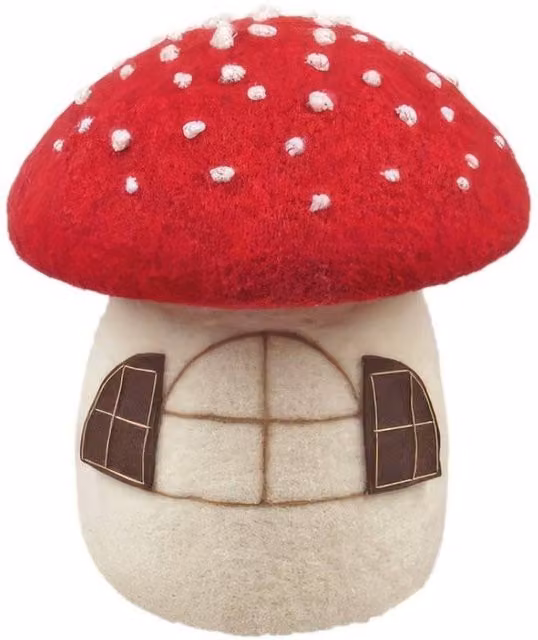 KDMD Red Multicolour Felt Toadstool House Tabletop Ornament, Height: 25 cm