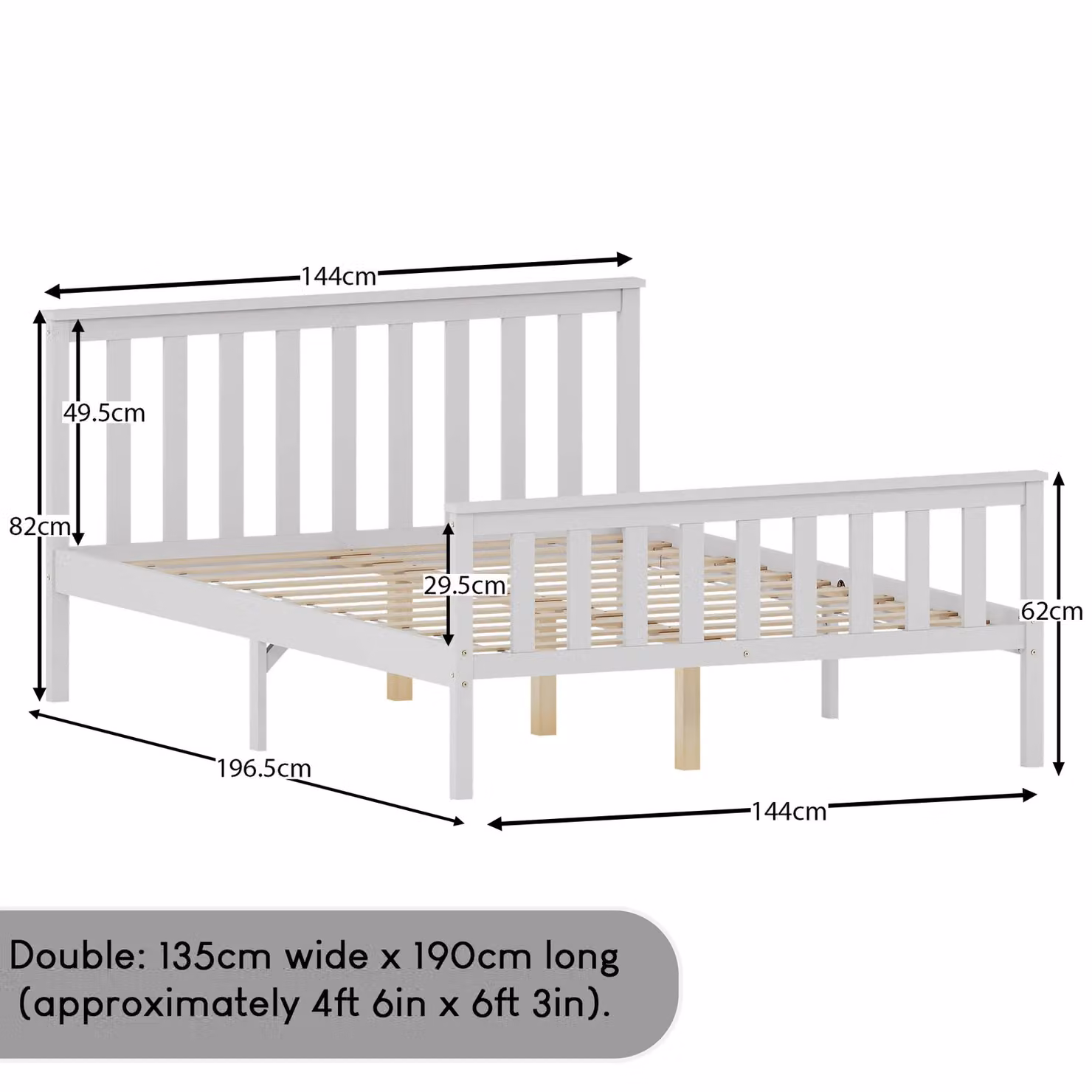 Vida Designs Milan Double Wooden Bed Frame in White – 2