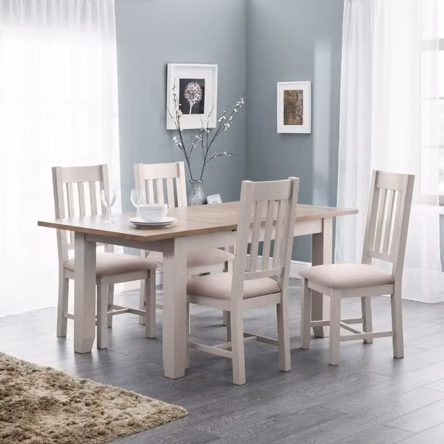 Julian Bowen Richmond Grey Oak Extendable Dining Table and 4 Chairs Set