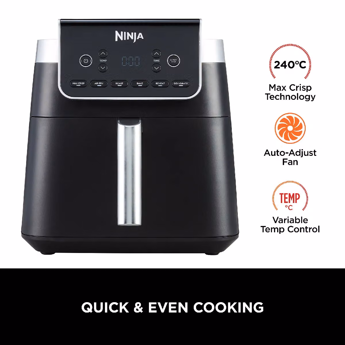 Ninja Air Fryer MAX PRO AF180UK Black 6.2L – 2