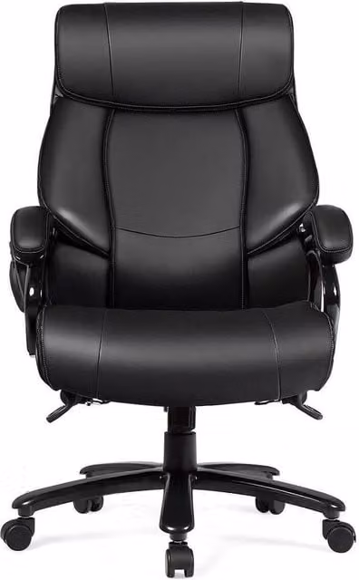 KORVIXA Big & Tall Executive Swivel Office Chair in Black with Headrest and Armrests