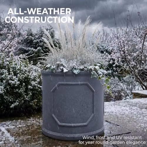 IDEALIST Grey Reinforced Stone Planter, 45 cm Diameter, 57 l – 5