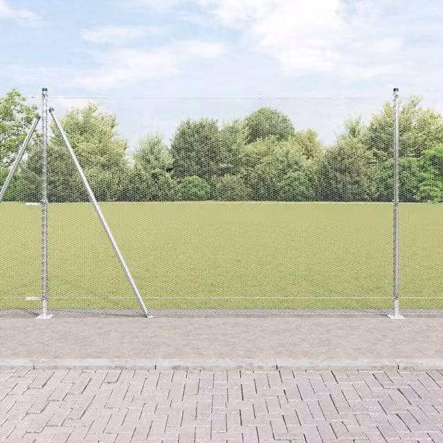 Berkfield Home Hexagon Fence in Silver Galvanised Steel, 1.5 x 50 m