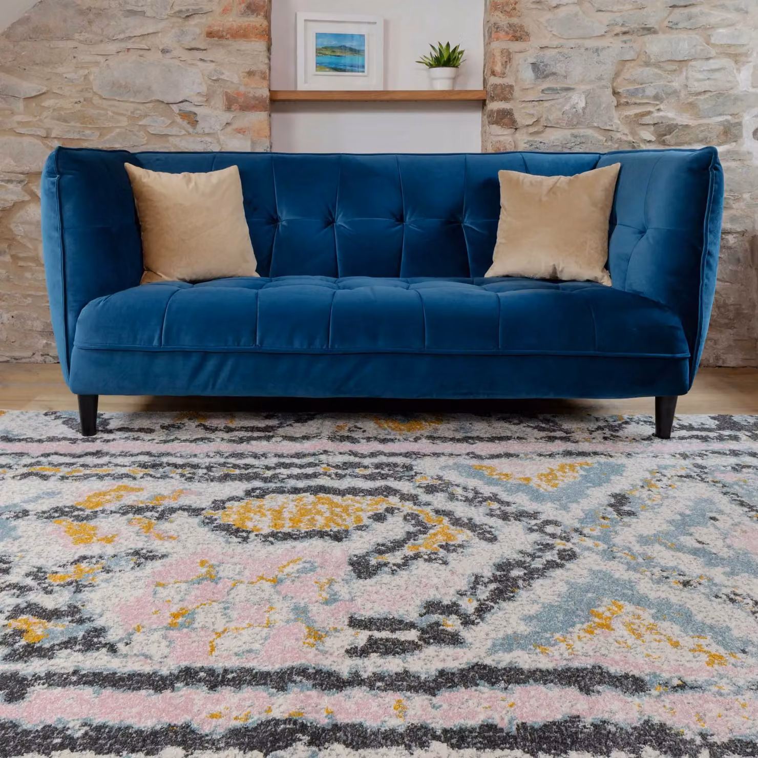 Kukoon Abstract Tribal Pattern Living Room Area Rug in Pink and Beige, W: 80 cm, L: 150 cm – 3