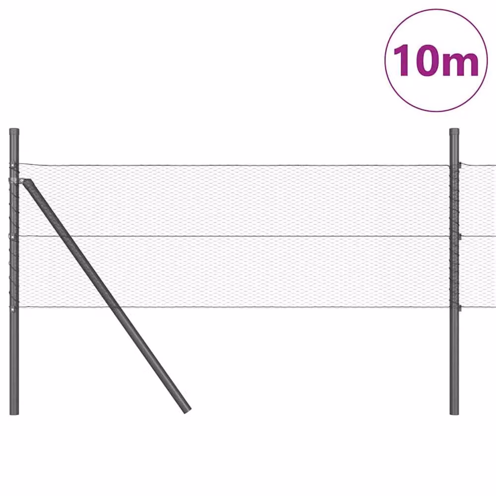 Berkfield Home Hexagon Steel Fence, Grey, W: 10 m, H: 0.8 m – 2