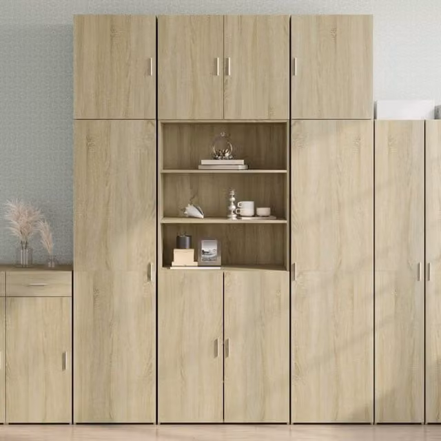 Berkfield Home Sonoma Oak Highboard in Brown, W/D/H: 80 x 42.5 x 249 cm