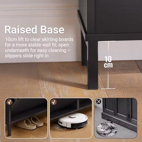 SoBuy Modern Slim Shoe Storage Cabinet with Tilting Compartments in Black or Grey, W: 100 cm, H: 91 cm, D: 19 cm – 7