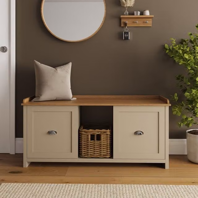 GFW Lancaster Beige Wood 2 Door Shoe Rack – 2