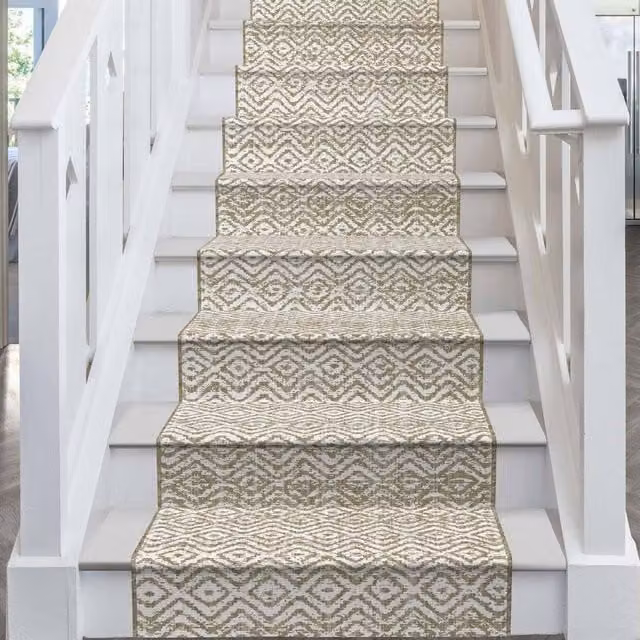 runrug Reversible and Durable Stair Runner Carpet in Cream Sauvignon Blanc, W: 60 cm, L: 720 cm