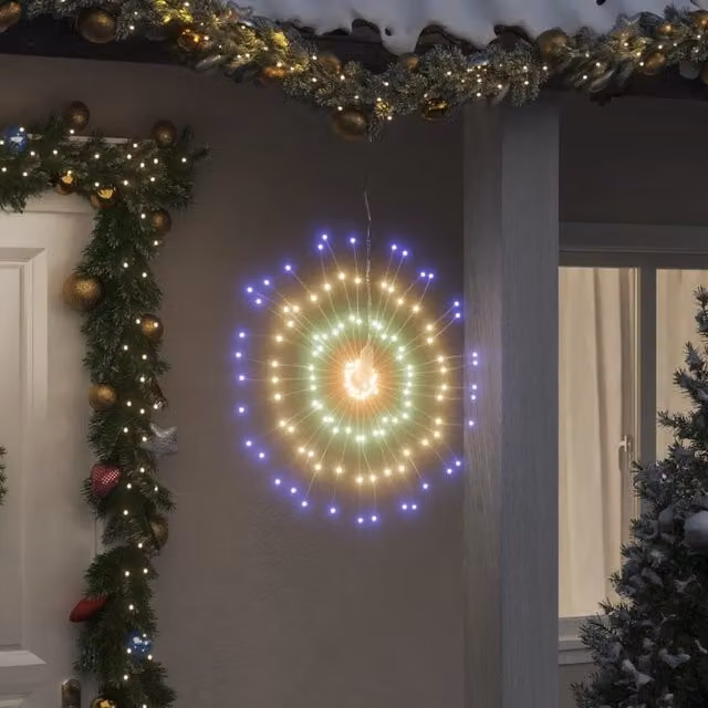 Berkfield Home Christmas Starburst Lights, 140 LEDs, 4 Pack, Multicolour, 17 cm