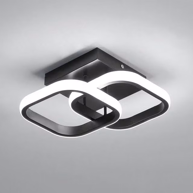 COMELY Modern Square LED Ceiling Light, 22W, 6000K Cool White, Black