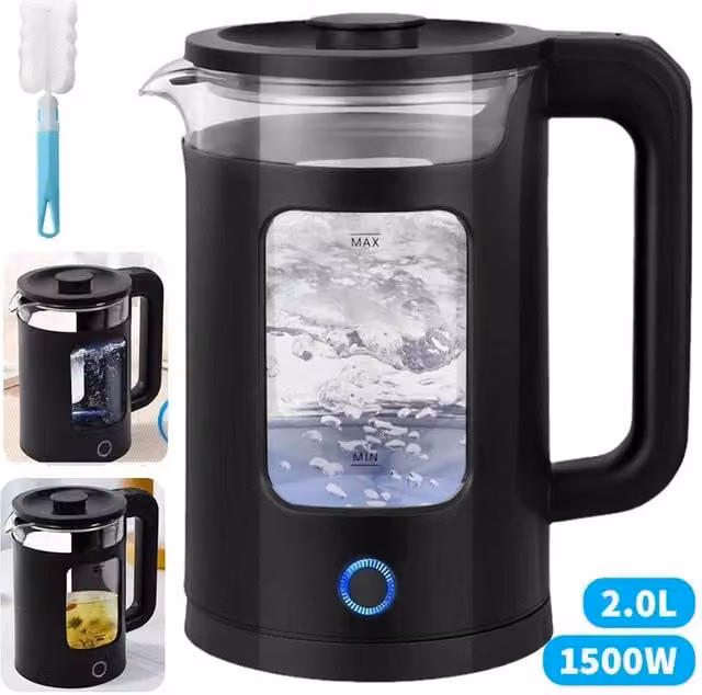 SPETLEK 2L Glass Electric Fast Boil Kettle in Black
