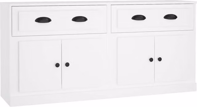 Berkfield Home Set of 2 White Matt Engineered Wood Wall Mounted Sideboards
