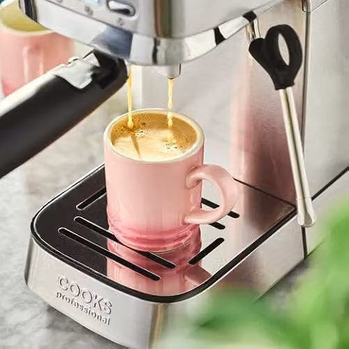 Cooks Professional 20 Bar Espresso Coffee Machine with Steam Wand and 1L Removable Water Tank in Silver – 4
