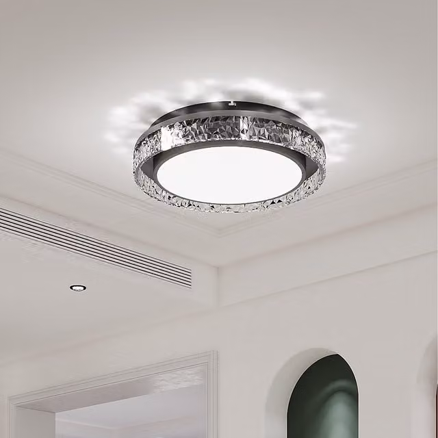 Komore Round LED Flush-Mounted Ceiling Light in Black