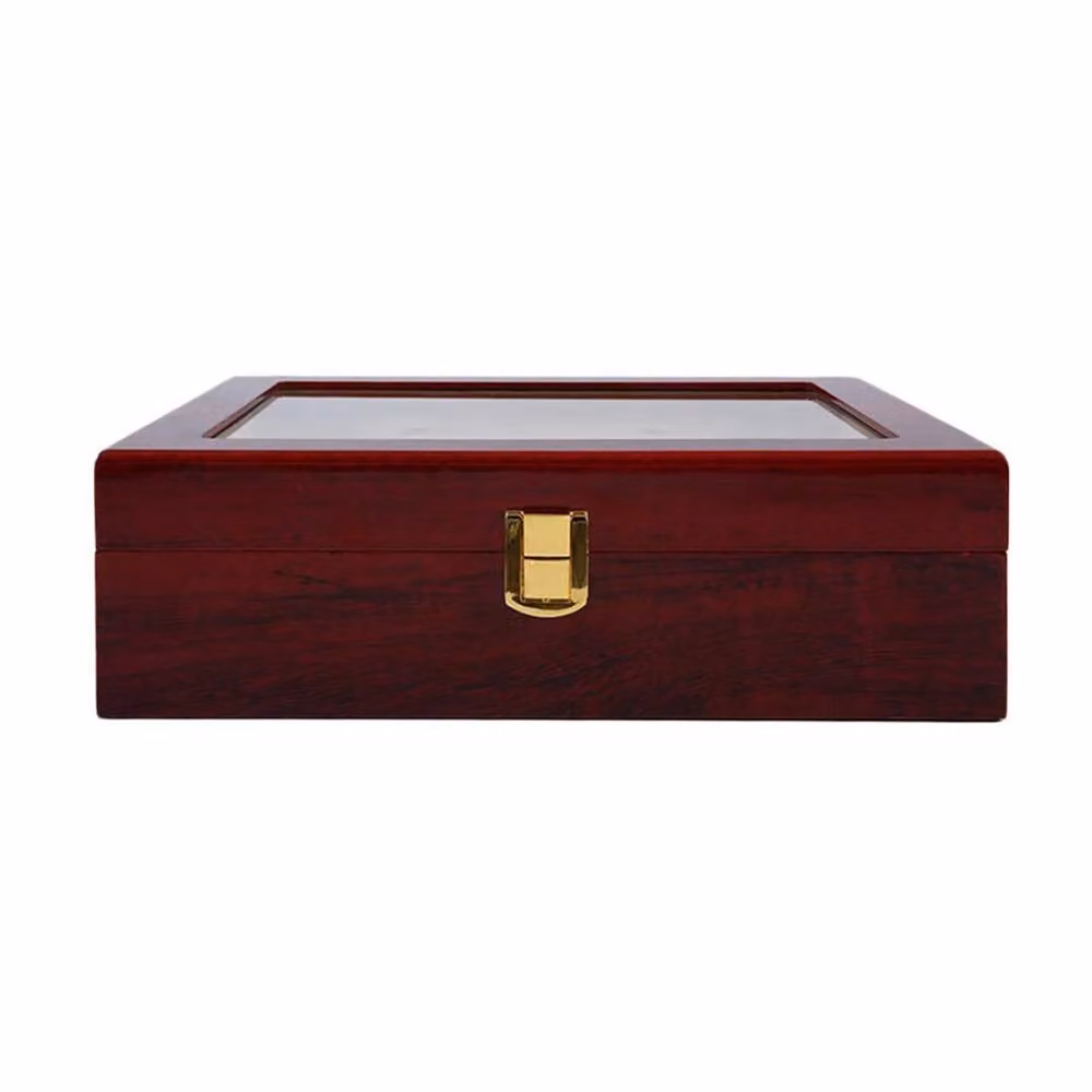 FORGEVIO Red Wood Watch Display Case and Jewellery Storage Box for 10 Watches, Width: 50 cm – 5