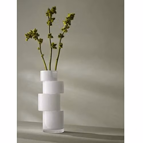 LSA International Tier Vase in Chalk White, Handmade Mouthblown Glass, Height: 35 cm – 2