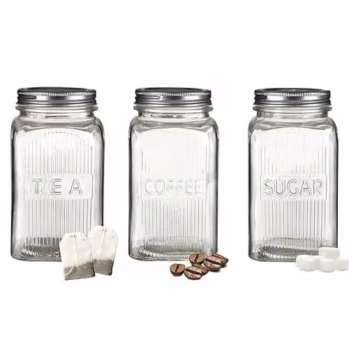 Orsina Set of Three Transparent Glass Jars with Gold Metal Screw Lids – 1