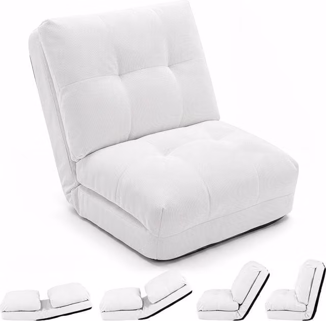 COSTWAY 5-Level Adjustable Gaming Lazy Lounger in White