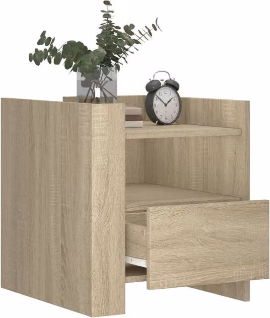 Berkfield Home Decorative Bedside Cabinet in Sonoma Oak, W/D/H: 45 x 50 x 50 cm