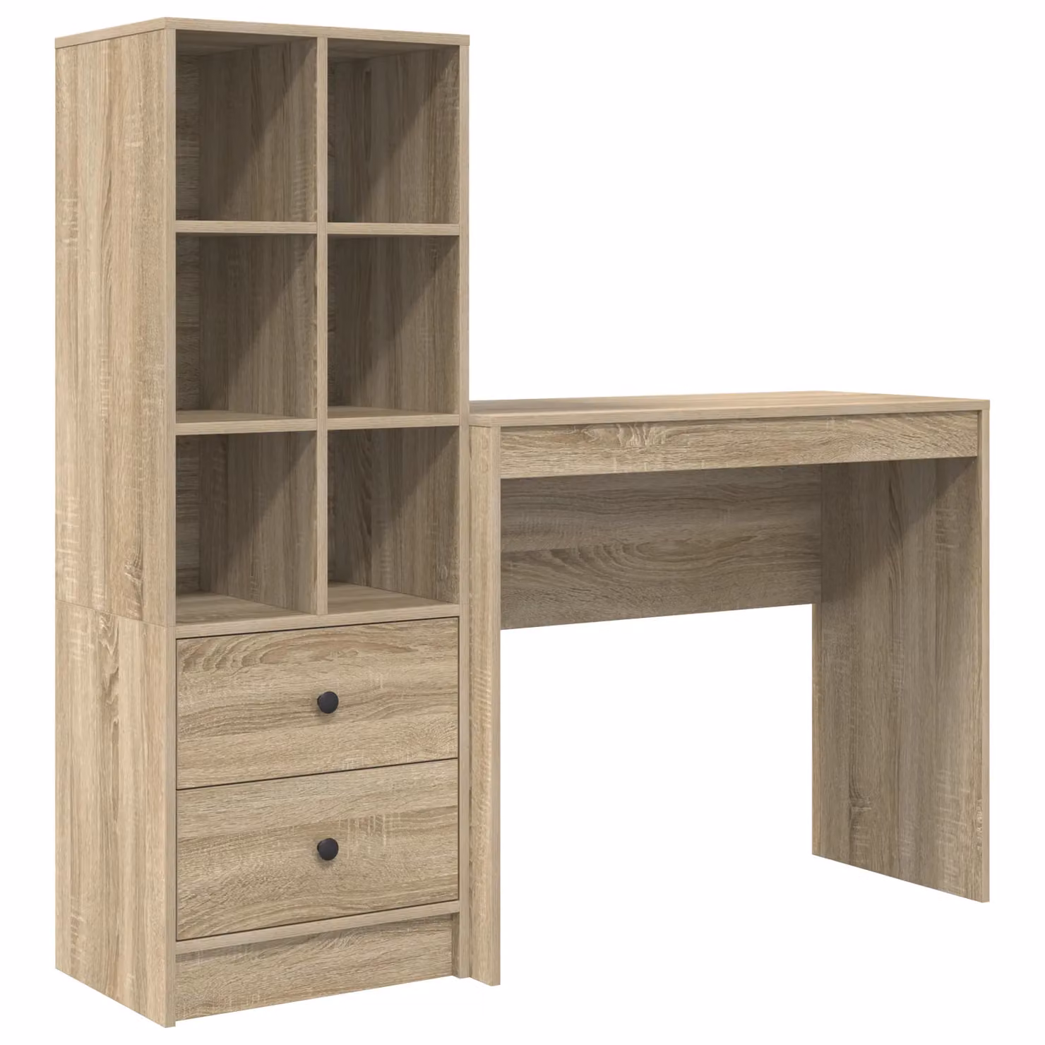 Berkfield Modern Writing Desk with Storage in Sonoma Oak and Beige – 2