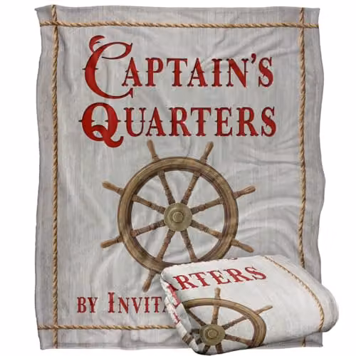 JQ Licensing James Piazza Coastal Captain's Quarters Ship's Wheel Super Soft Fleece Throw Blanket, White, W: 152 cm, D: 127 cm