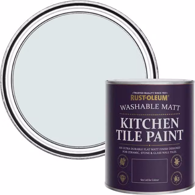 Rust-Oleum Marcella Blue Water-Based Kitchen Tile Paint in a Matt Finish, 0.75 l – 1