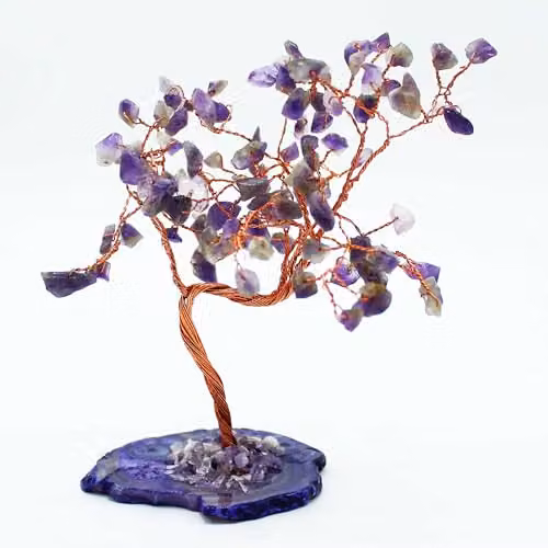 KDMD Amethyst Gemstone Bonsai Tree with Natural Agate Base and 100 Purple Stones – 2