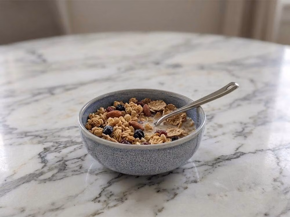 Glim & Glam Reactive Ash Blue Glaze Stoneware Cereal Bowl 6pc Set in Mid Blue, Diameter: 16 cm – 2
