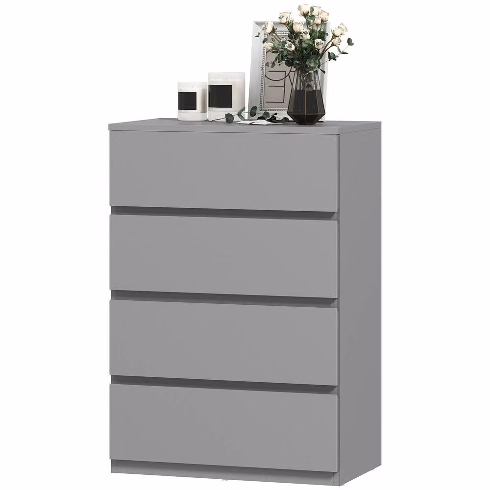 STILVORA Grey Minimalist Chest of Drawers with 4 Soft-Close Drawers – 2