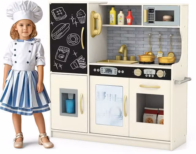 COSTWAY Toddler Kitchen Playset in White