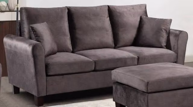 Comfy Living Ltd Grey Brushed Velvet 2 and 3 Seater Sofa Set with Matching Design and Scatter Cushions