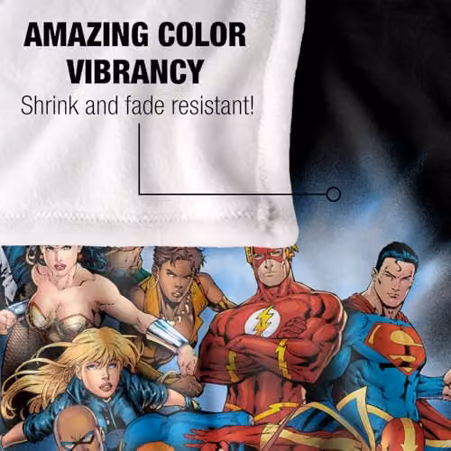 LOGOVISION Justice League Heroes Unite Super Soft Silky Touch Fleece Throw Blanket, Multicolour, W: 91.44 cm, L: 147 cm – 3