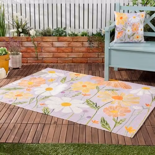 Wylder Wildflowers Country Floral Outdoor Cushion in Purple and Orange, W/D/H: 43 x 43 x 43 cm – 3