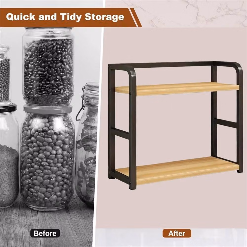 Nordara 2 Tier Spice and Makeup Organiser in Brown – 5