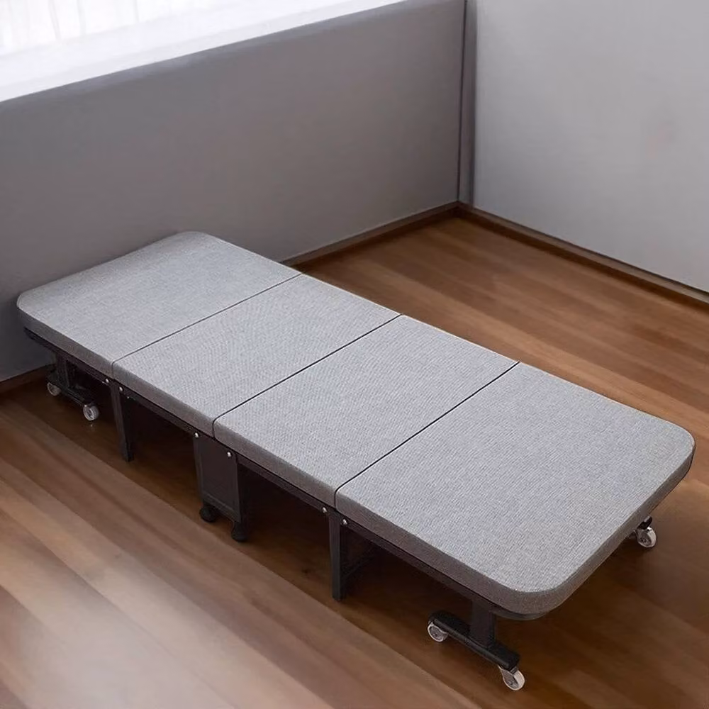 KORVIXA Grey Folding Metal Hospital Accompany Temporary Bed for Adults, W/D/H: 90 x 200 cm – 3