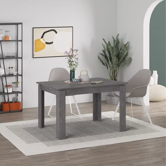 Decortie Tolmen Extendable Rectangular Dining Table, 4-Seater, Grey, Width: 120 cm