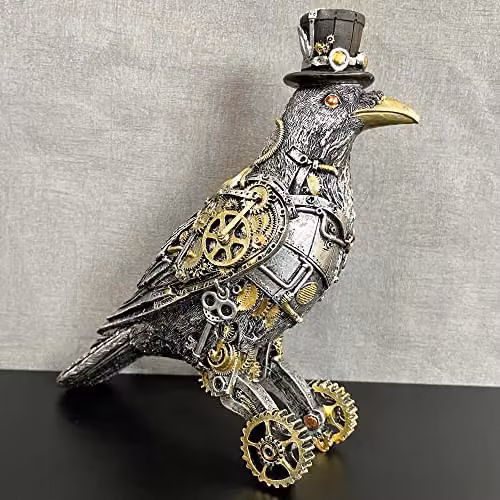 Darthome Steampunk Crow Resin Ornament Figurine in Silver, Bronze and Gold – 2