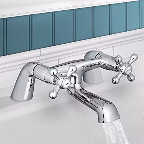 Nes Home Victorian Traditional Two Handle Bath Filler Tap in Metallic Silver – 1