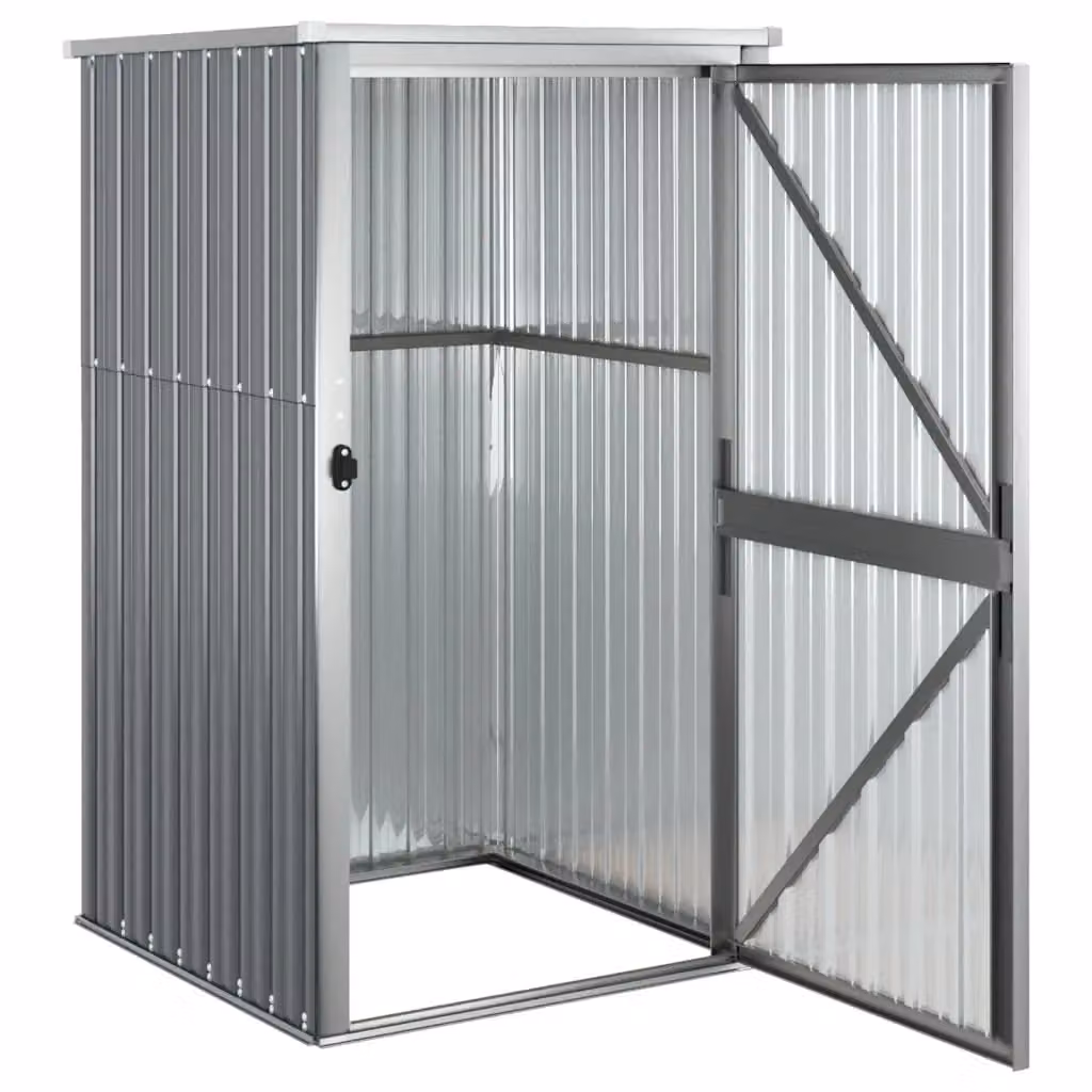 Berkfield Home Grey Galvanised Steel Pent Garden Tool Shed Tall Cabinet W/D/H: 88 x 89 x 161 cm – 3