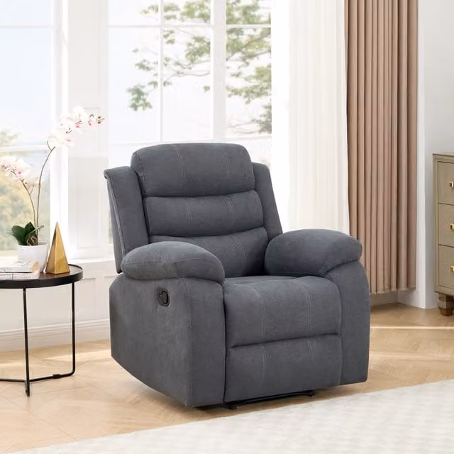 More4Homes Boston Manual Recliner Fabric Sofa in Grey
