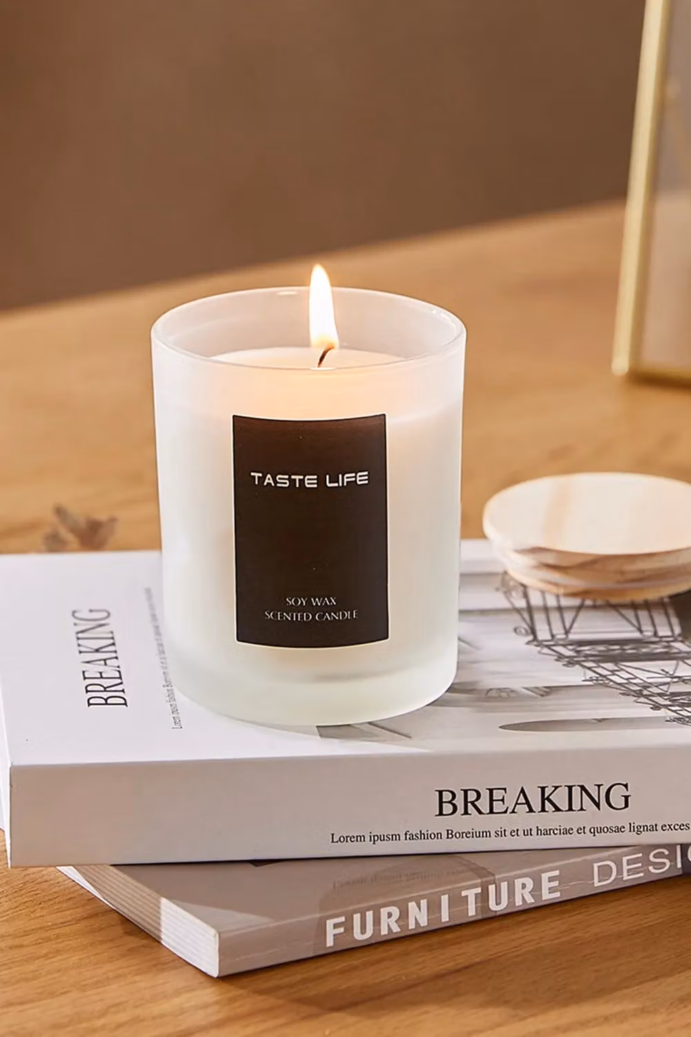 SHEONLY White Tea Scented Soy Wax Candle in a White Frosted Glass Jar – 2