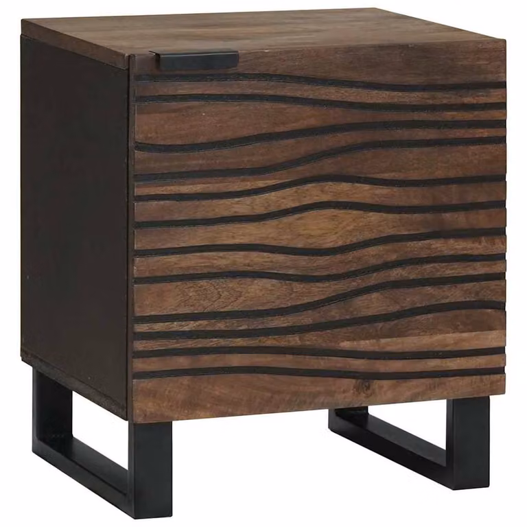 Berkfield Home Modern Bedside Cabinet in Brown Solid Mango Wood, W/D/H: 40 x 33.5 x 46 cm
