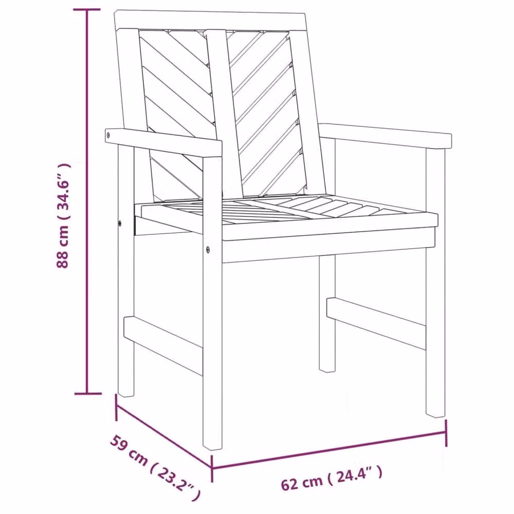 Berkfield Home Beautiful Garden Dining Chairs, Set of 3, Oiled Brown Acacia Wood – 4