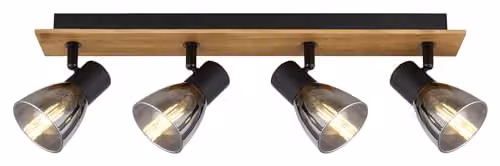 Globo Lighting Claude Ceiling Spotlight Bar in Brown and Black with Transparent Glass Shades, 4x E14, W: 50 cm – 3