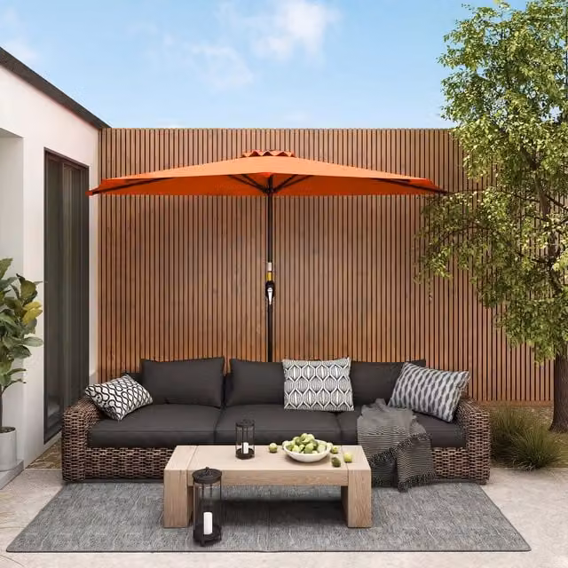 Outsunny Half Round Balcony Parasol Sun Shade in Orange