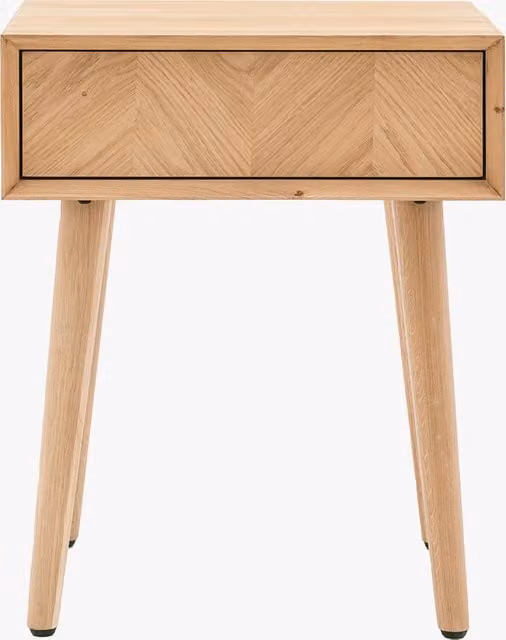 Perch & Parrow Finn One Drawer Side Table in Oak Brown and Beige